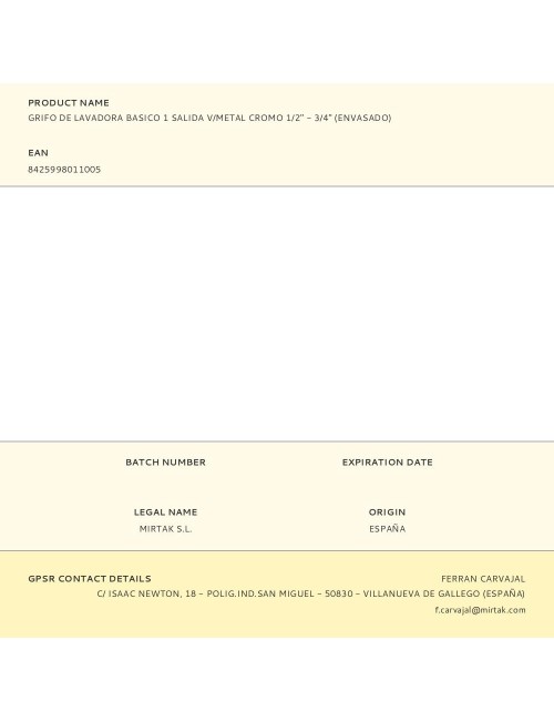 Grifo de lavadora basico 1 salida v/metal cromo 1/2" - 3/4" (envasado)