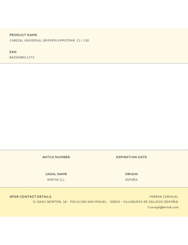 Cabezal universal grifería empotrar 21 / 150