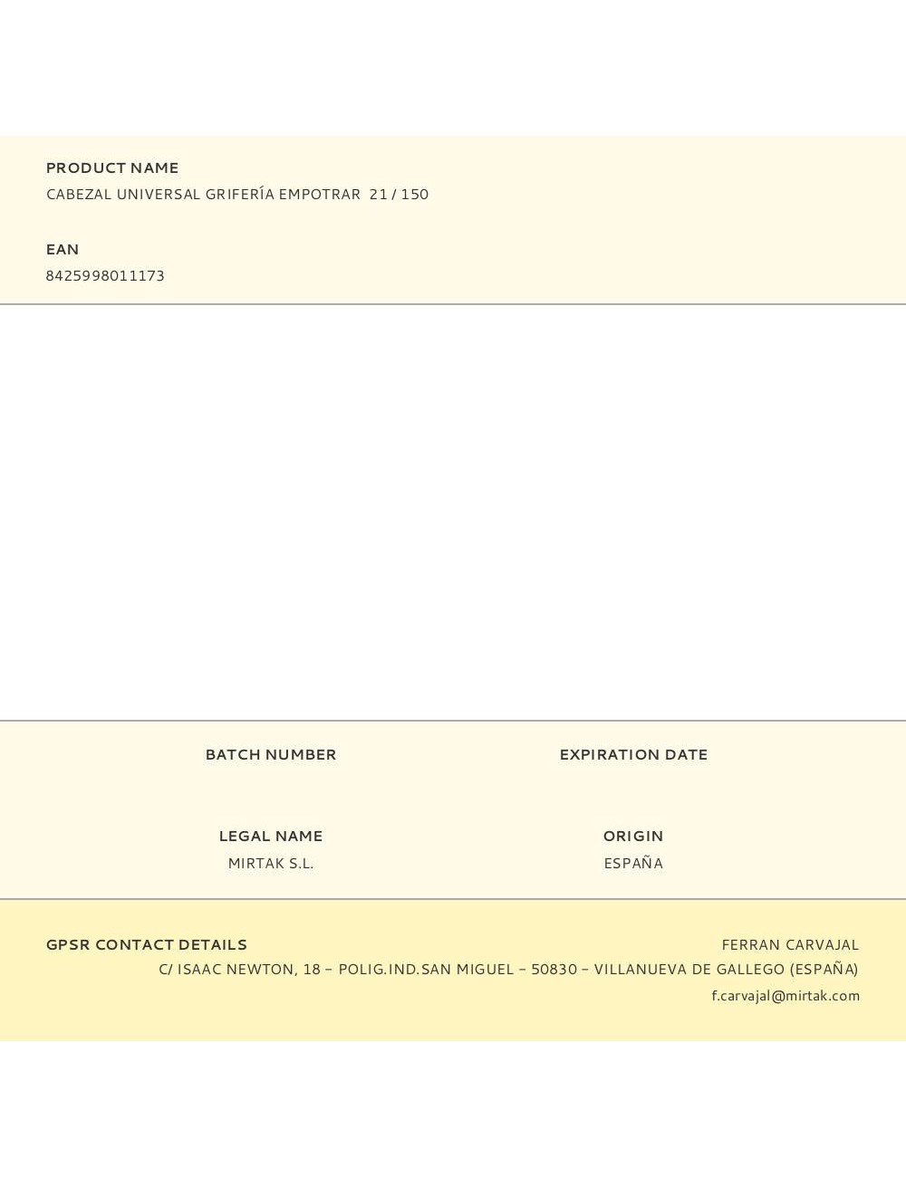 Cabezal universal grifería empotrar 21 / 150