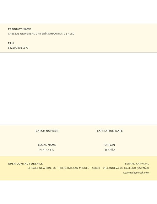 Cabezal universal grifería empotrar 21 / 150