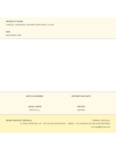 Cabezal universal grifería empotrar 22/150