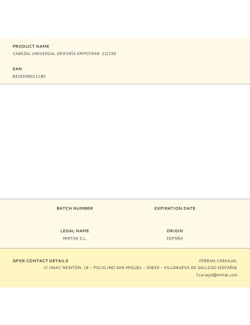 Cabezal universal grifería empotrar 22/150