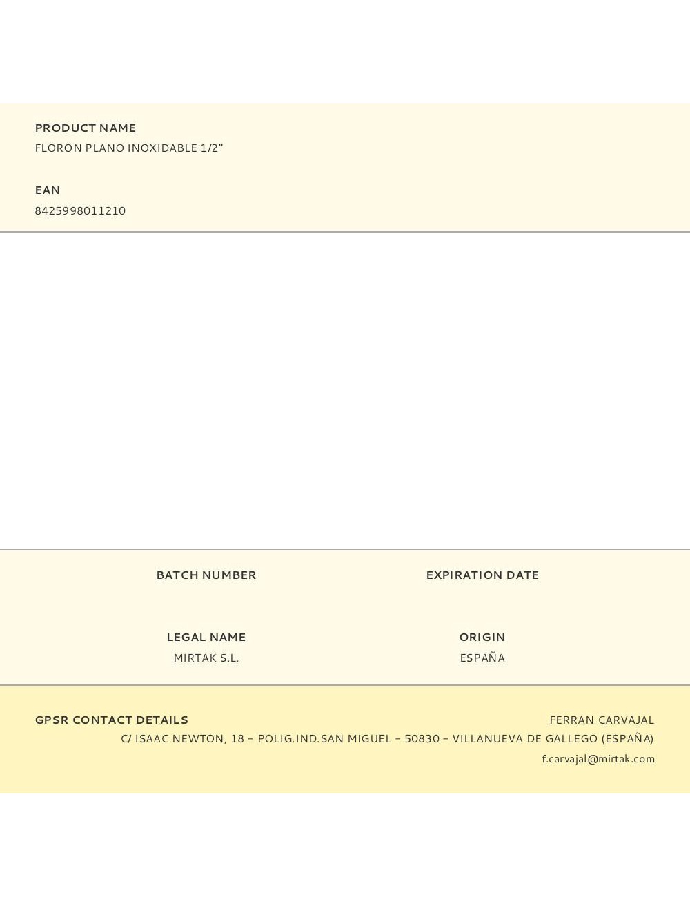 Floron plano inoxidable 1/2"