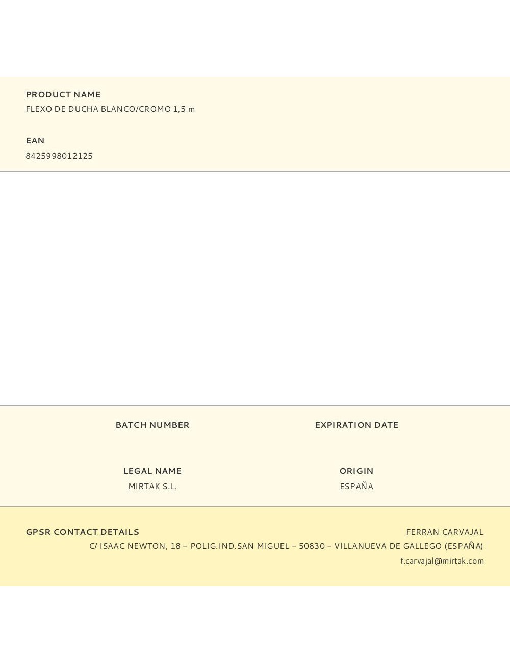 Flexo de ducha blanco/cromo 1,5 m