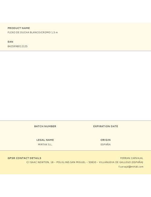 Flexo de ducha blanco/cromo 1,5 m