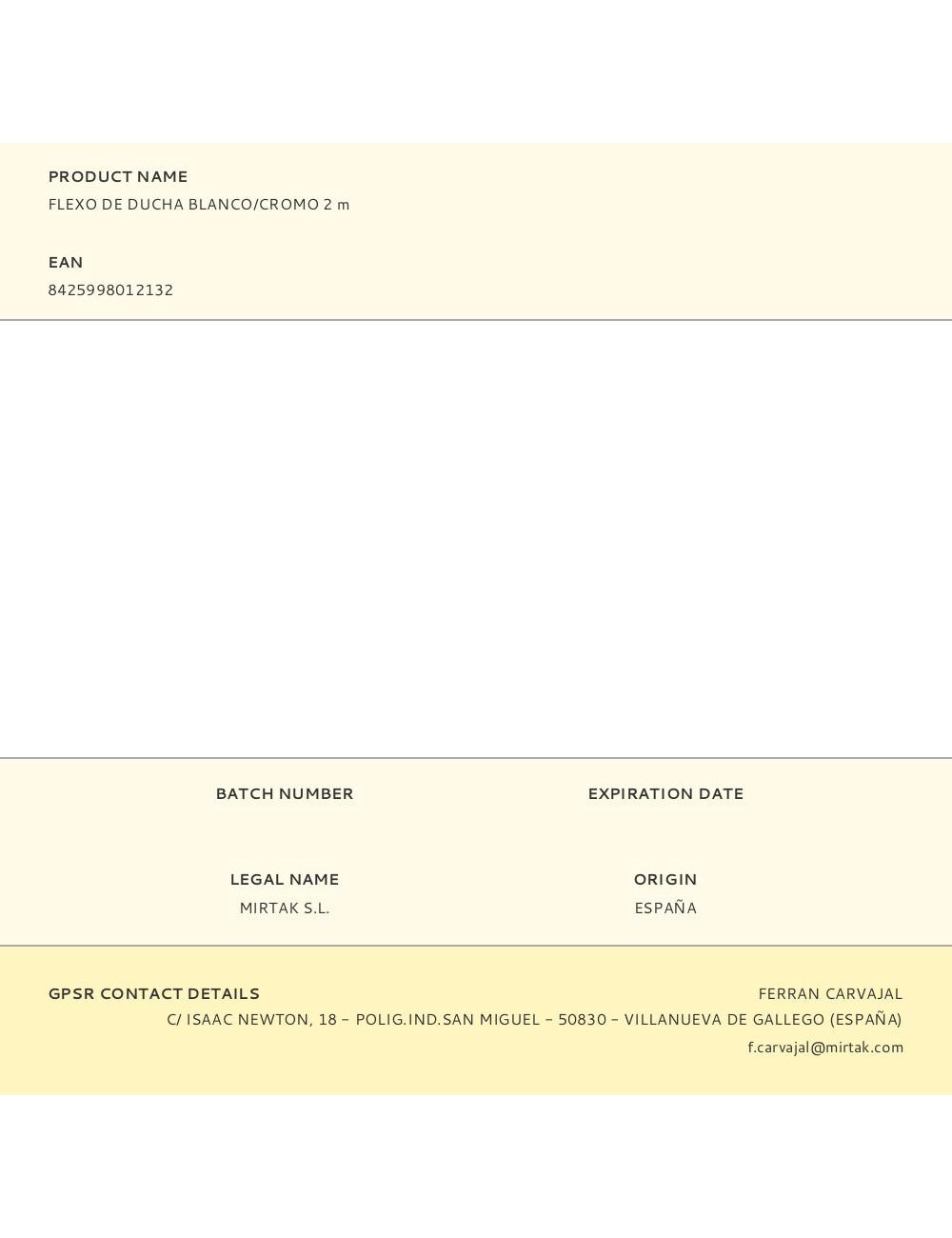 Flexo de ducha blanco/cromo 2 m