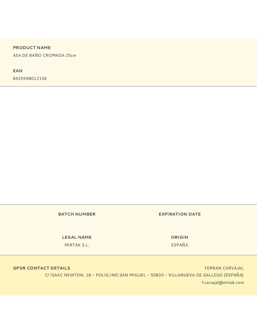 Asa de baño cromada 25cm