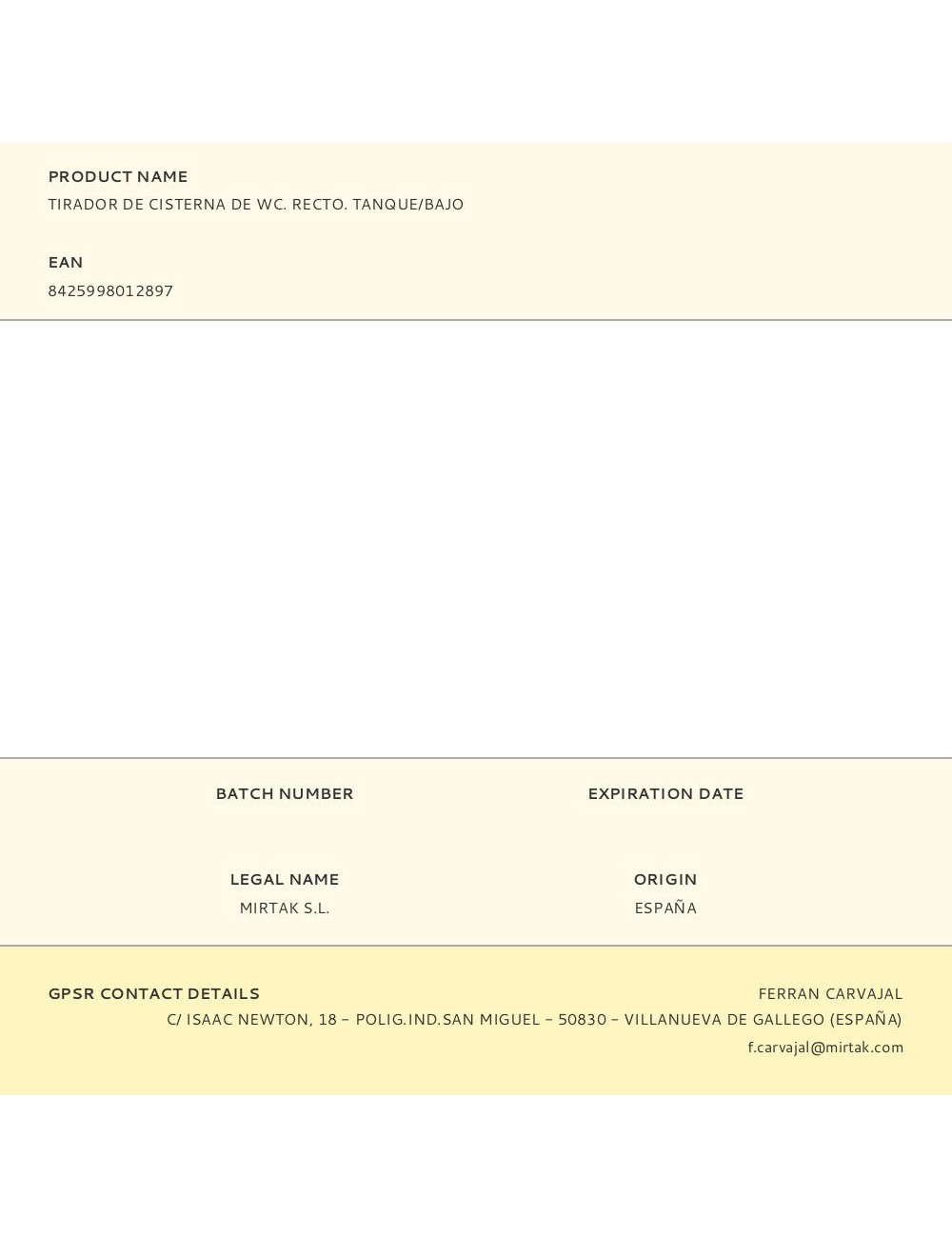 Tirador de cisterna de wc. recto. tanque/bajo