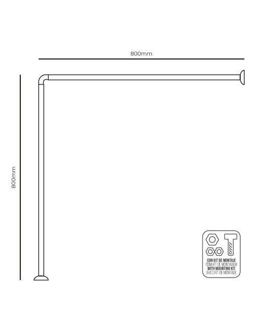 Barra de cortina curva blanca 80 x 80 cm