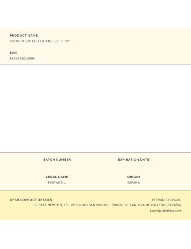 Sifon de botella extensible 1" 1/2"