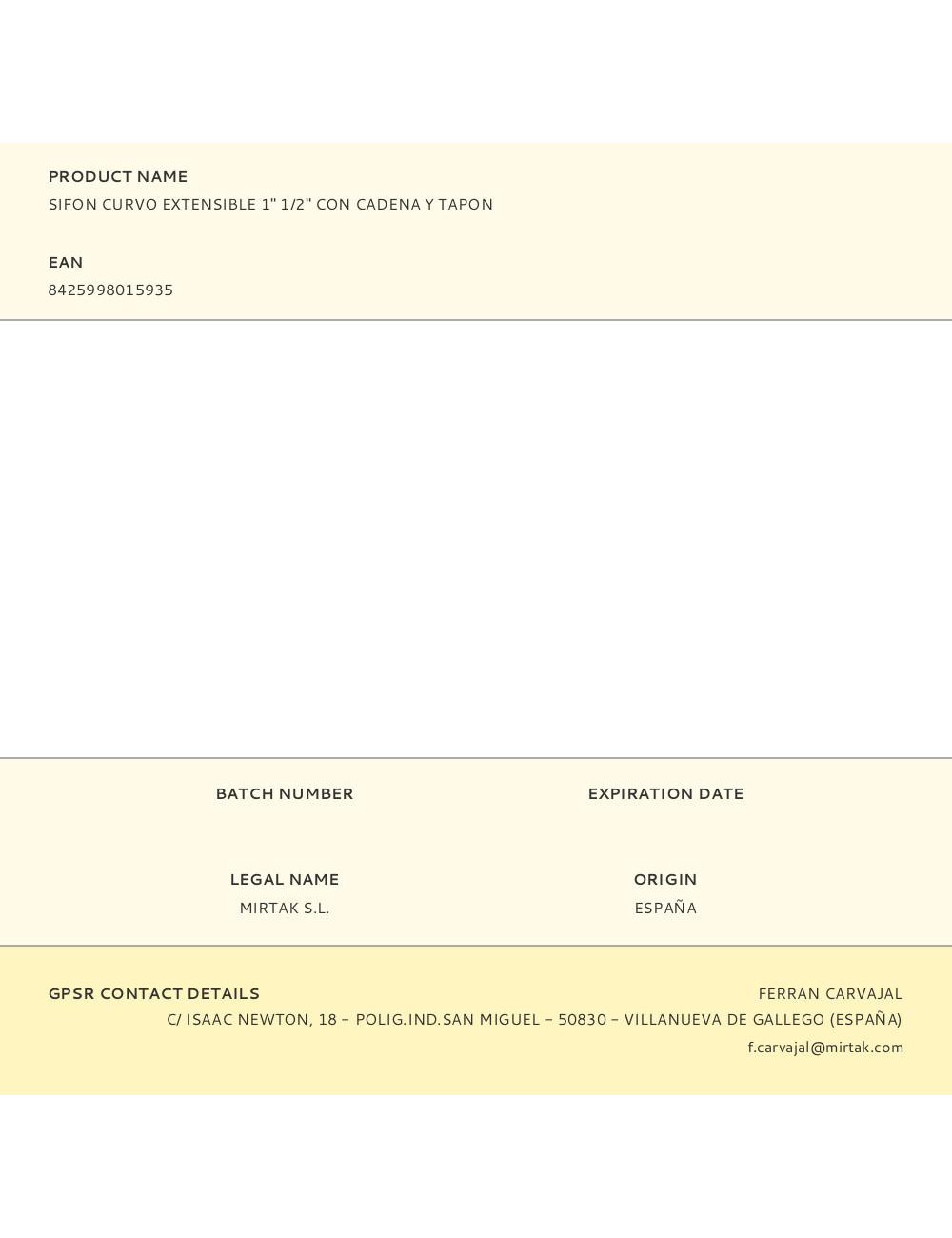 Sifon curvo extensible 1" 1/2" con cadena y tapon