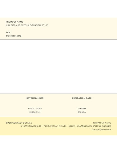 Mini sifon de botella extensible 1" 1/2"