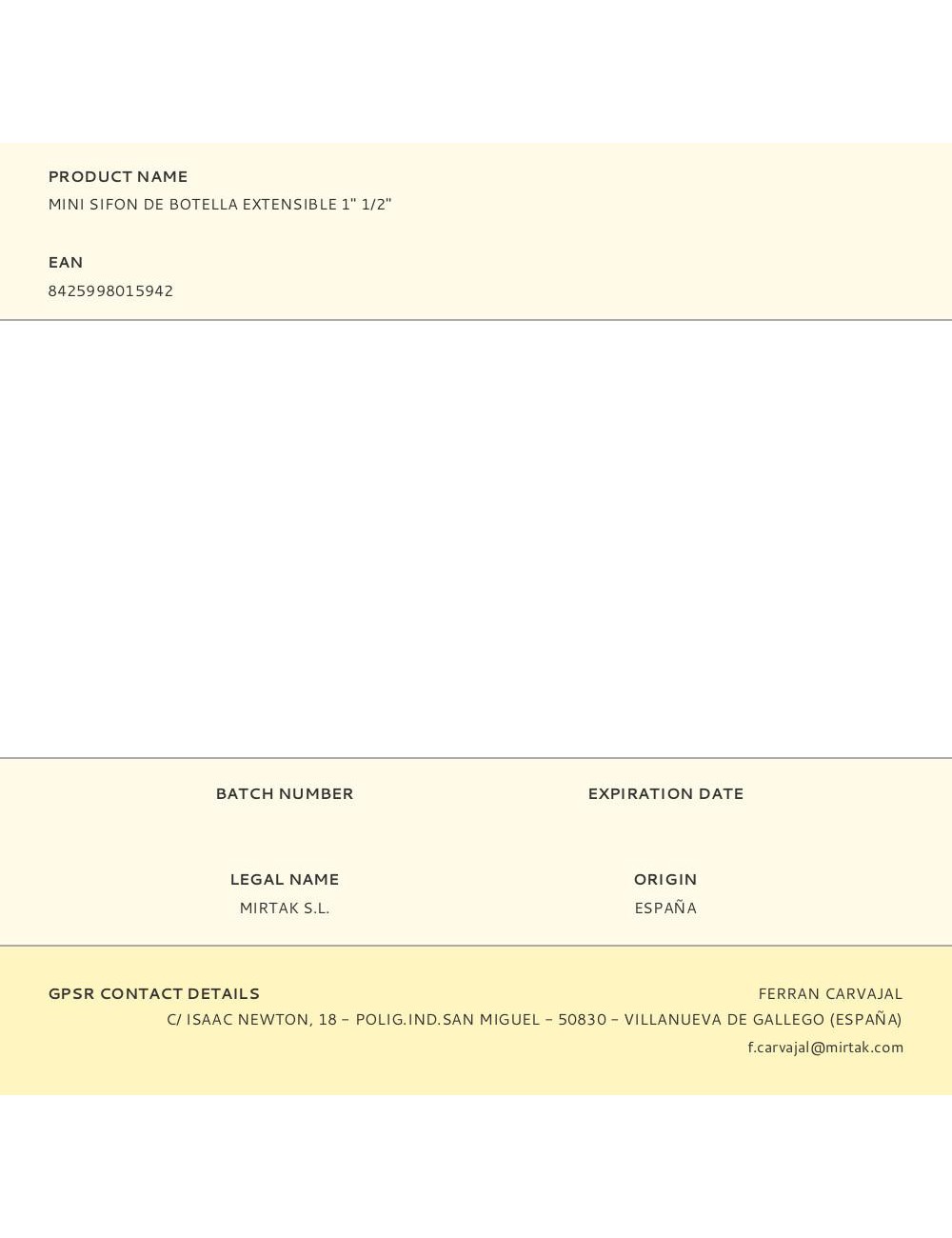 Mini sifon de botella extensible 1" 1/2"