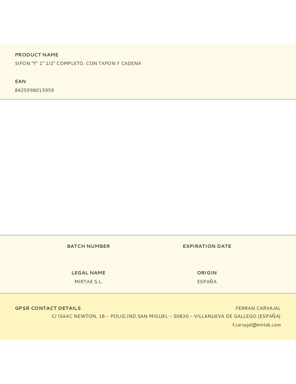 Sifon "y" 1" 1/2" completo. con tapon y cadena