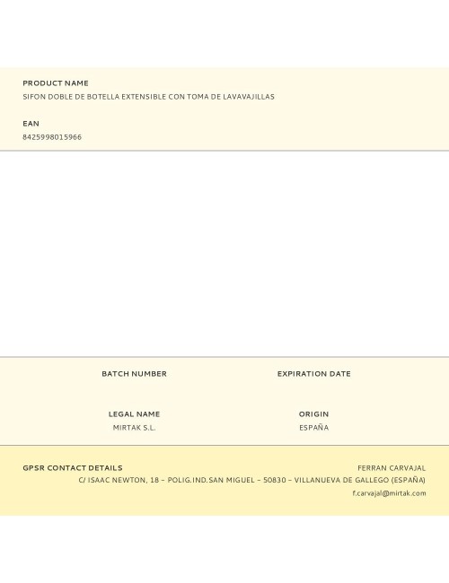 Sifon doble de botella extensible con toma de lavavajillas