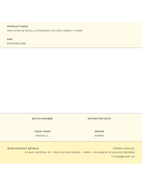 Mini sifon de botella extensible v70 con cadena y tapon