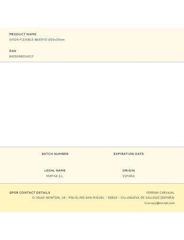 Sifon flexible abierto ø30x30mm