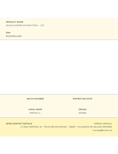 Valvula esfera de paso total - 1/2"