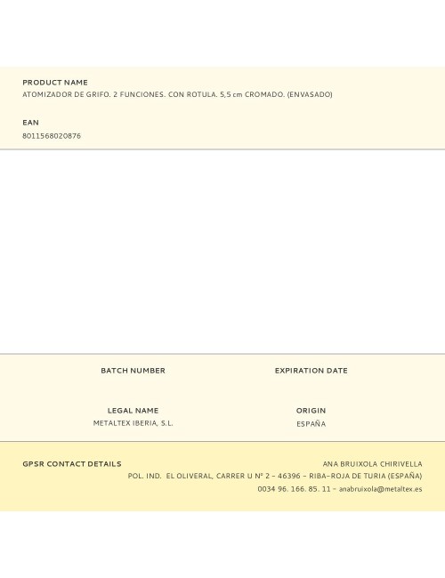 Atomizador de grifo. 2 funciones. con rotula. 5,5 cm cromado. (envasado)