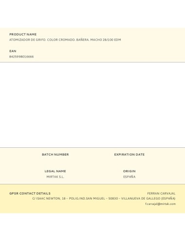 Atomizador de grifo. color cromado. bañera. macho 28/100