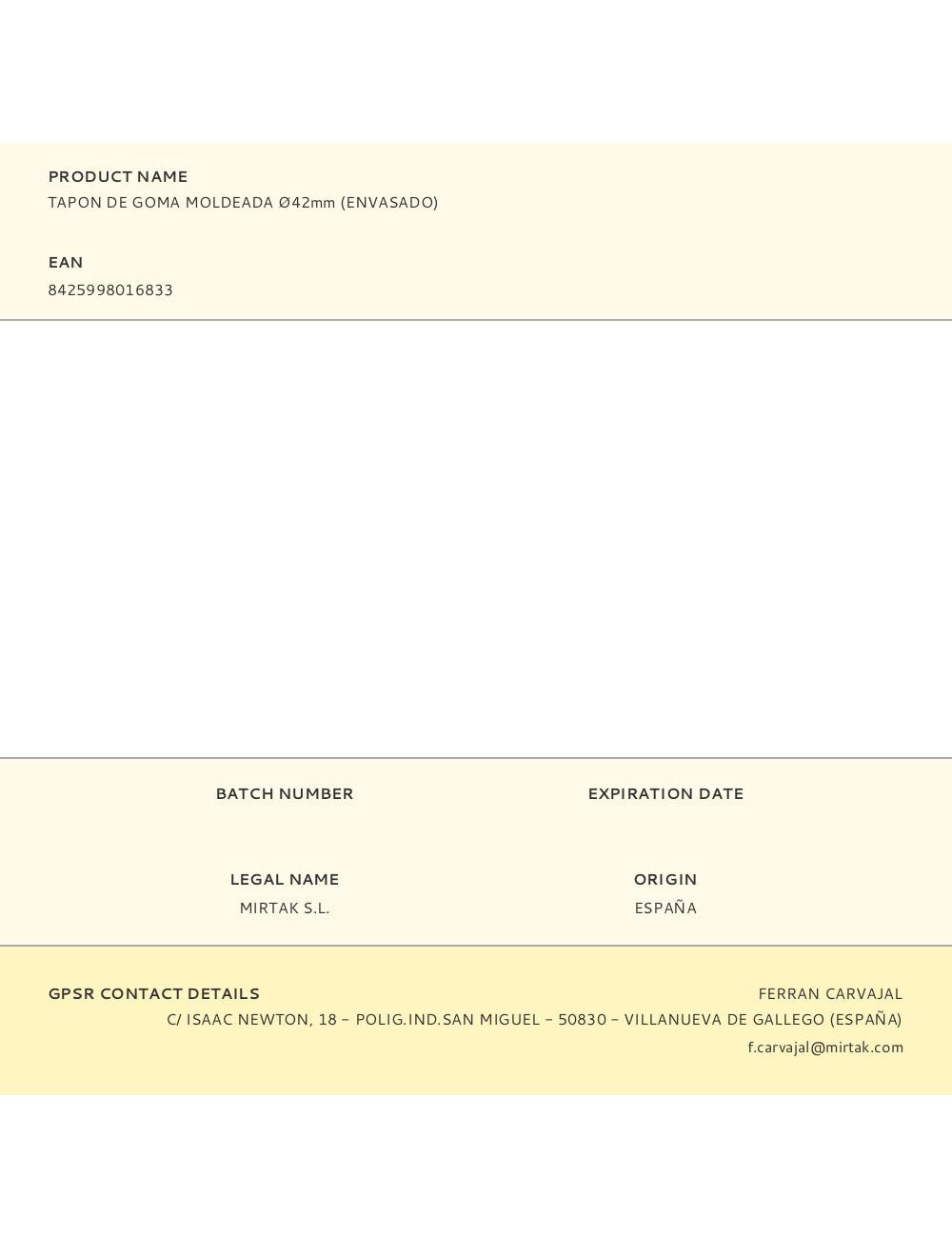 Tapon de goma moldeada ø42mm (envasado)