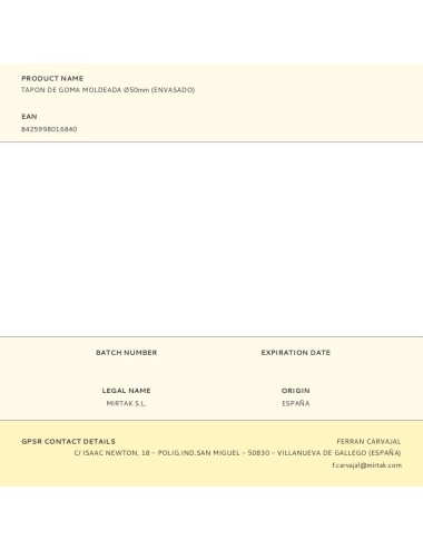 Tapon de goma moldeada ø50mm (envasado)