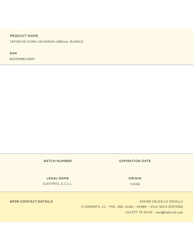 Tapon de goma universal ø85mm blanco