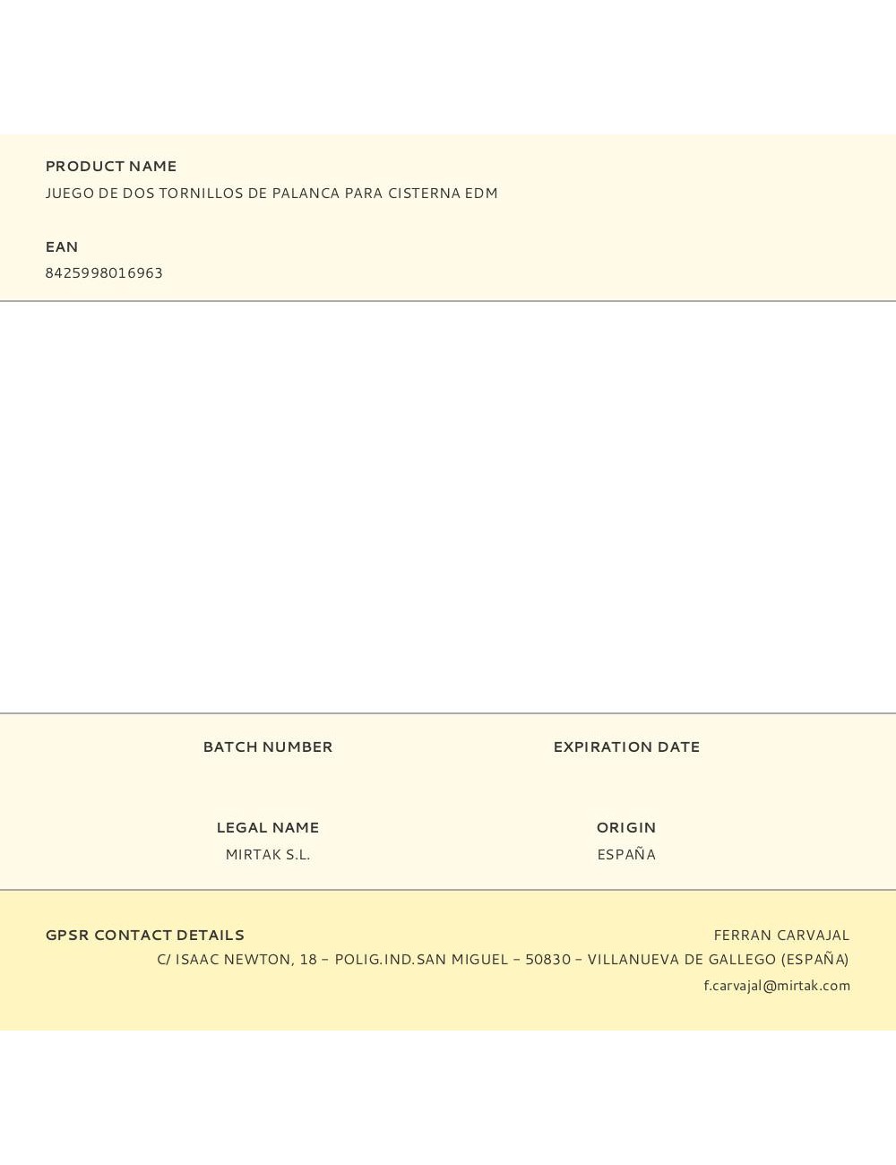 Juego de dos tornillos de palanca para cisterna edm