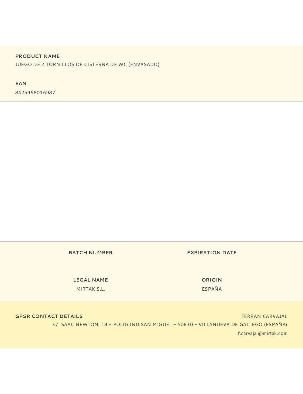 Juego de 2 tornillos de cisterna de wc (envasado)