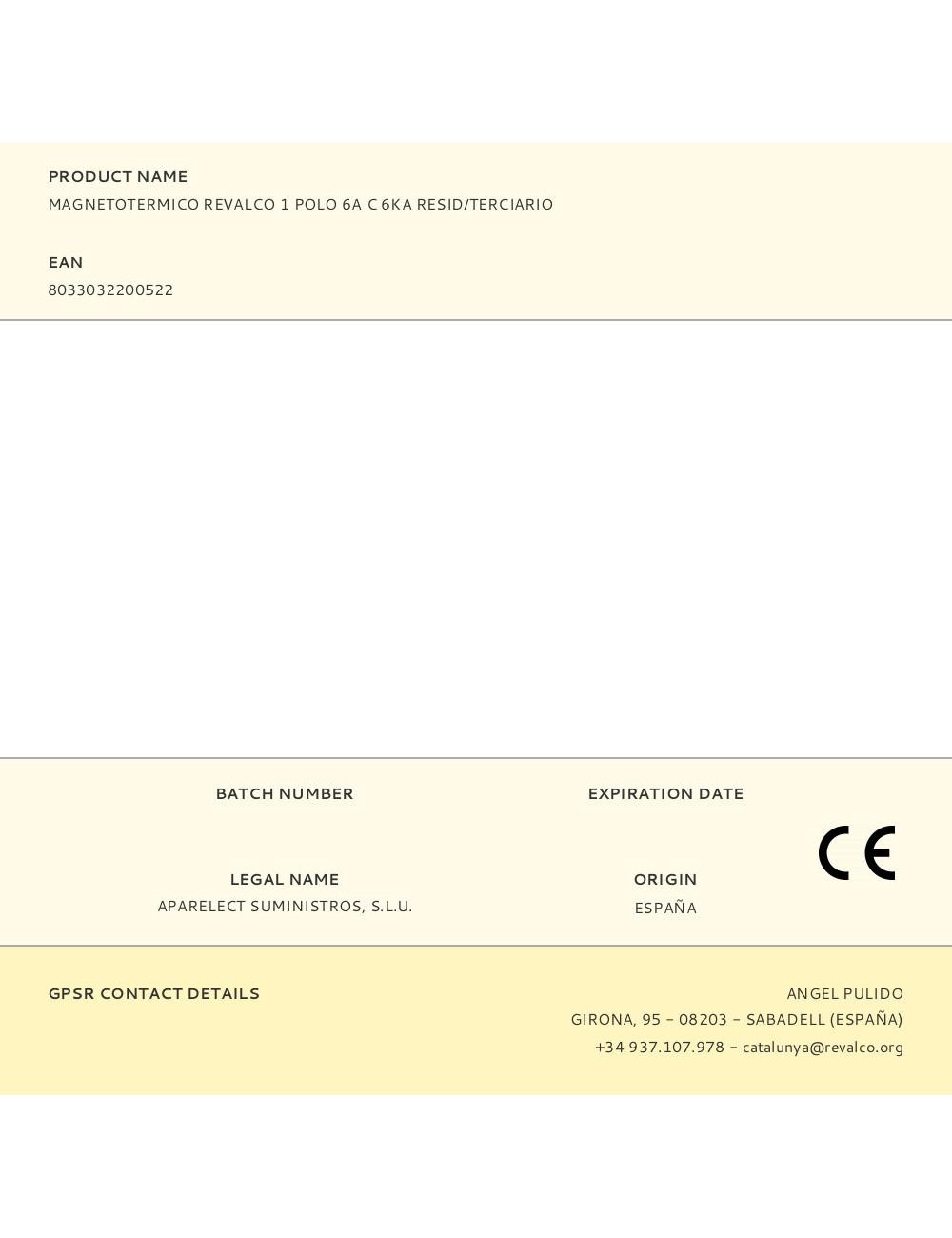 Magnetotermico revalco 1 polo 6a c 6ka resid/terciario