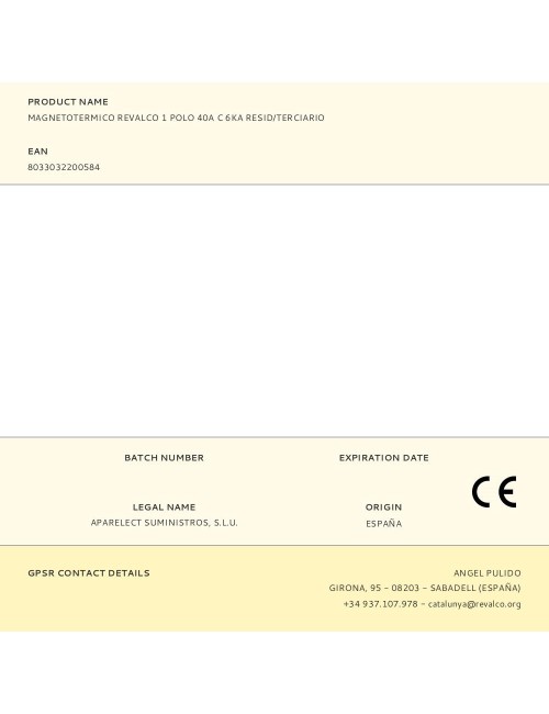 Magnetotermico revalco 1 polo 40a c 6ka resid/terciario