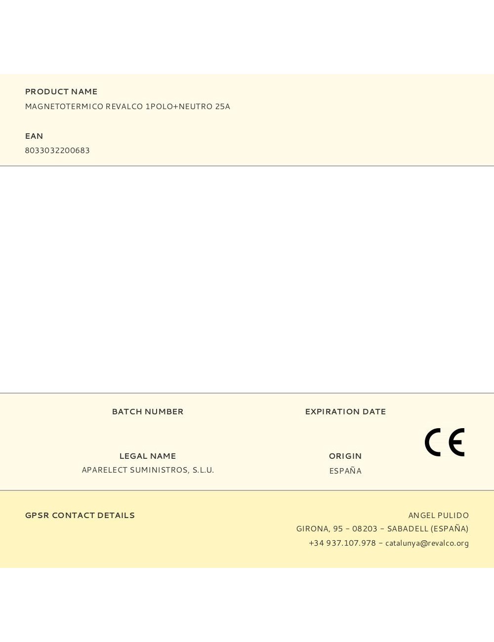 Magnetotermico revalco 1polo+neutro 25a