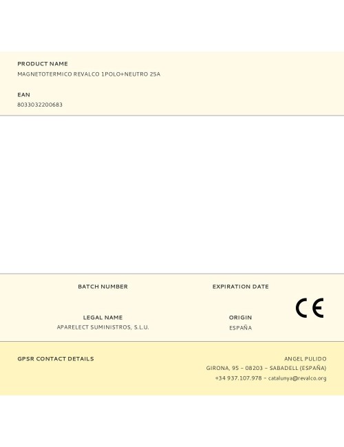 Magnetotermico revalco 1polo+neutro 25a