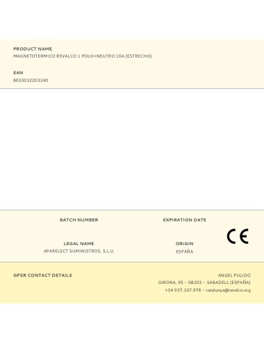 Magnetotermico revalco 1 polo+neutro 10a (estrecho)