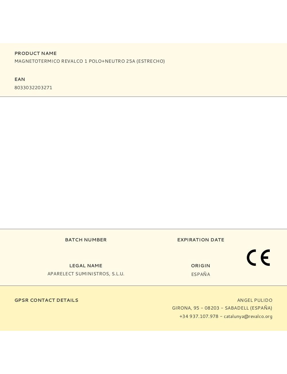 Magnetotermico revalco 1 polo+neutro 25a (estrecho)