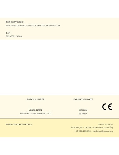 Toma de corriente tipo schuko t/tl 16a modular