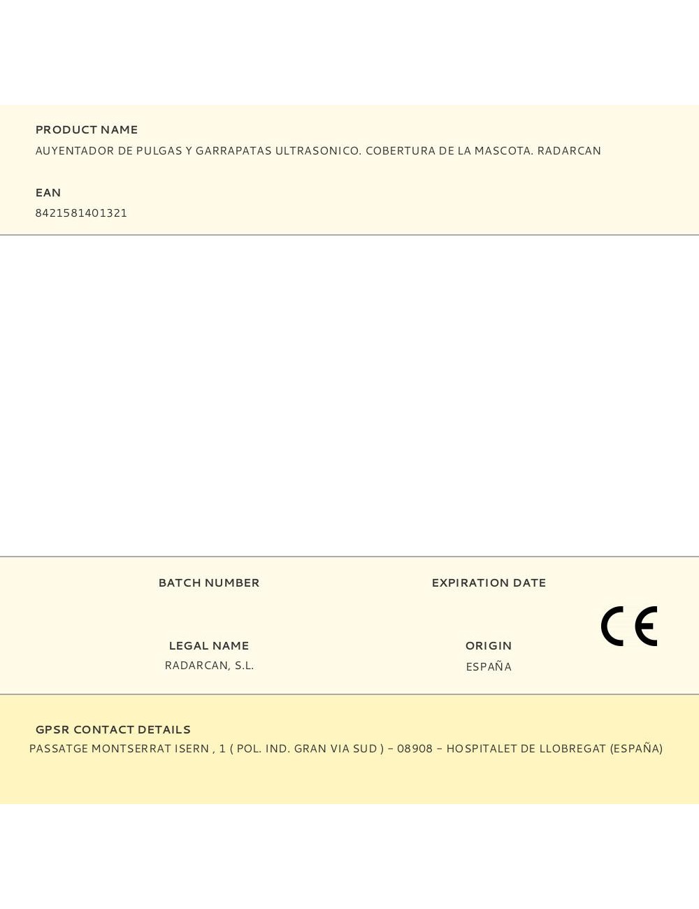 Auyentador de pulgas y garrapatas ultrasonico. cobertura de la mascota. radarcan