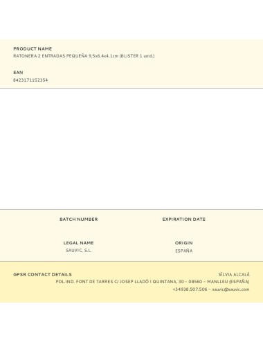 Ratonera 2 entradas pequeña 9,5x6,4x4,1cm (blister 1 unid.)