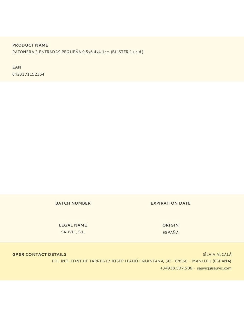 Ratonera 2 entradas pequeña 9,5x6,4x4,1cm (blister 1 unid.)