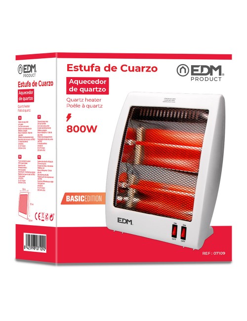 Estufa de cuarzo 400 / 800 w modelo plano anti - vuelco