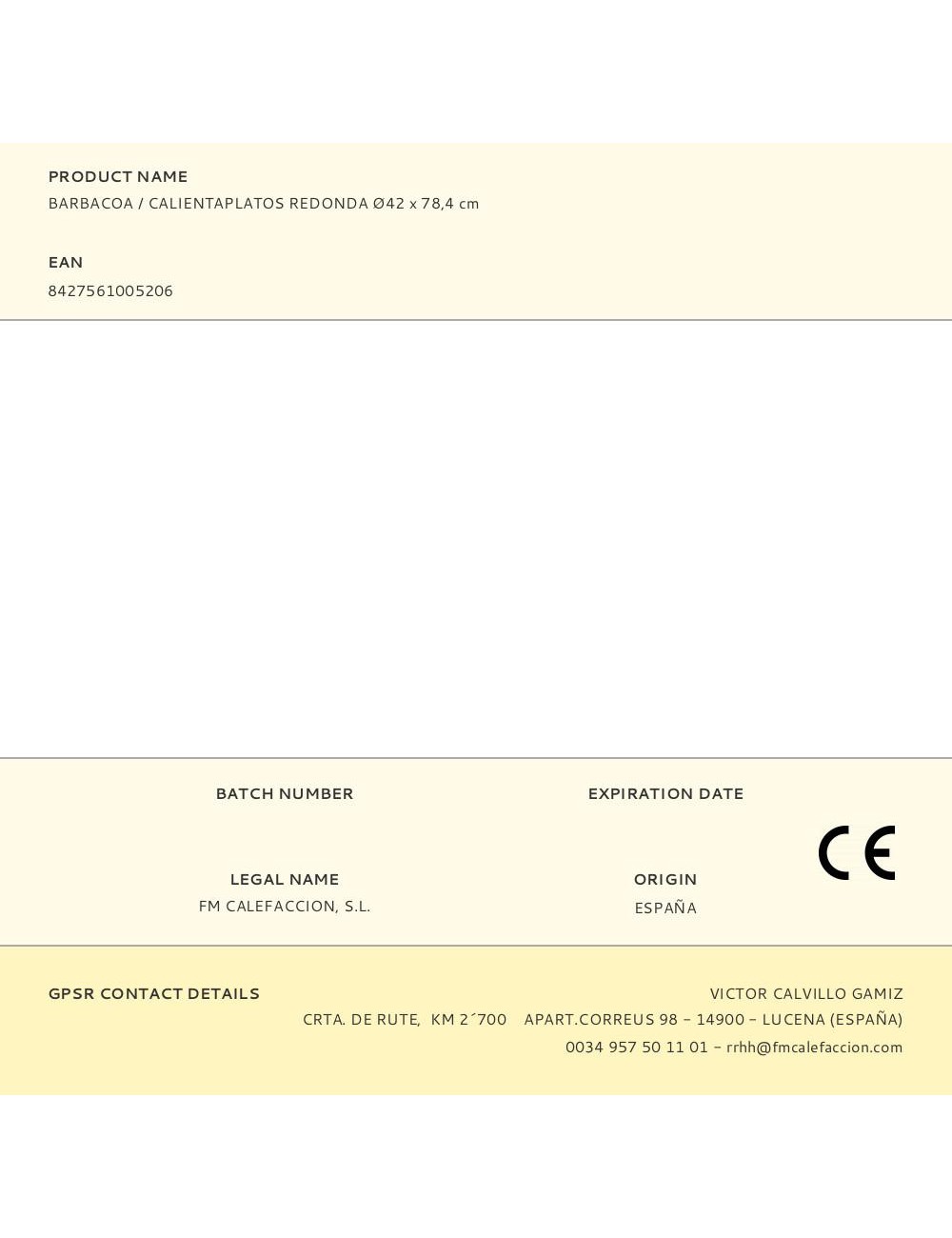 Barbacoa / calientaplatos redonda ø42 x 78,4 cm