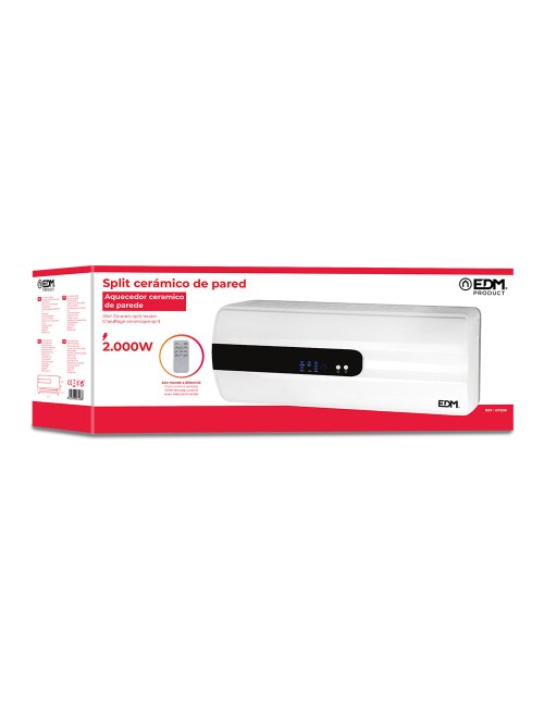 Calefactor split cerámico 1000 - 2000 w, con mando distancia 57 x 14 x 22 cm
