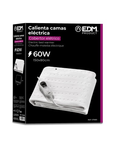 Calienta camas eléctrico 60 w 150 x 80 cm