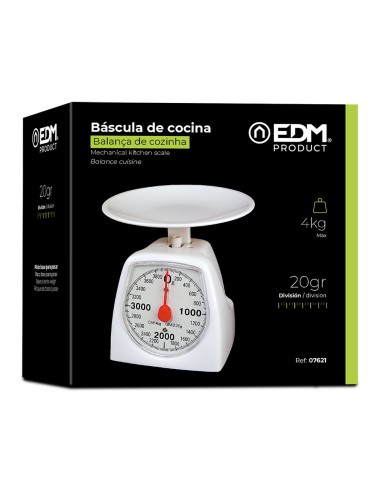 Báscula analógica de cocina, máx. 4 kg, ø16,5 x 17 cm