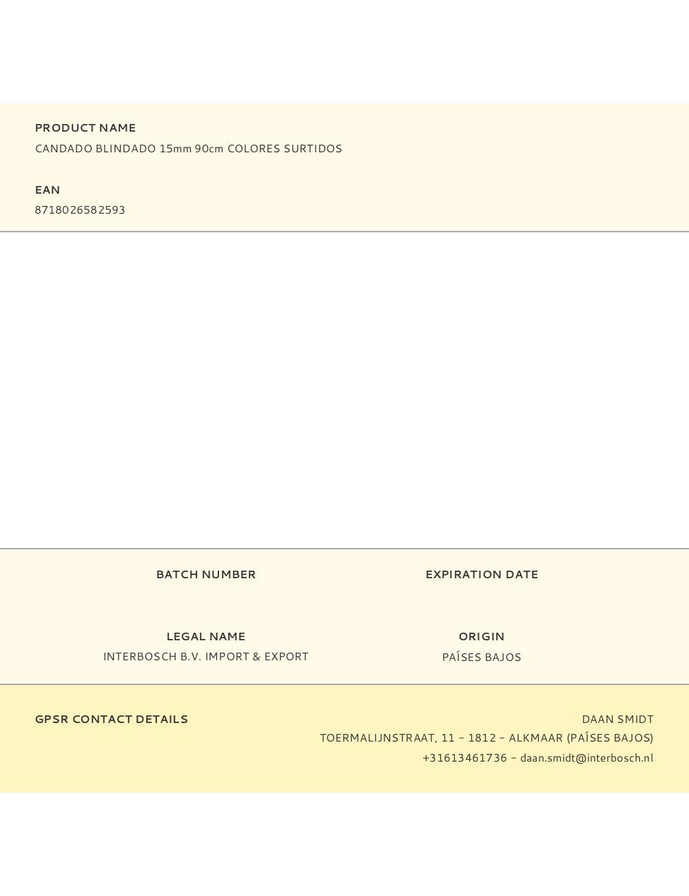 Candado blindado 15mm 90cm colores surtidos