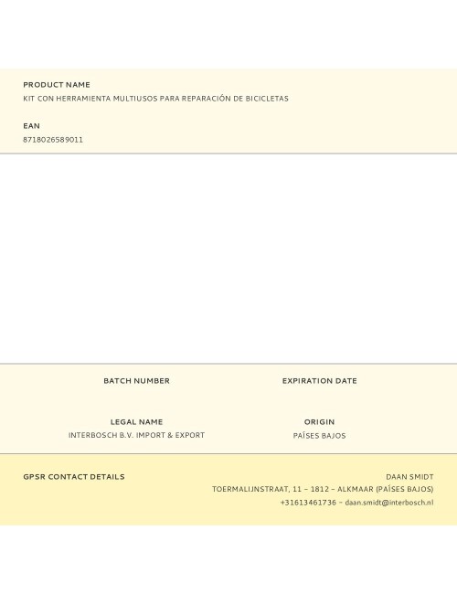 Kit con herramienta multiusos para reparación de bicicletas