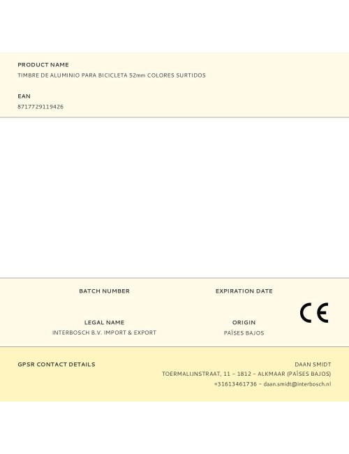 Timbre de aluminio para bicicleta 52mm colores surtidos