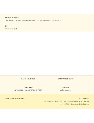 Candado economico con llave para bicicleta colores surtidos