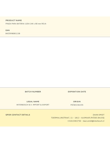 Pinza para bateria 120a 144 x 80 mm roja