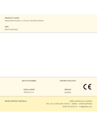 Manguera plana 2 x 1,50 mm blanca euro/m